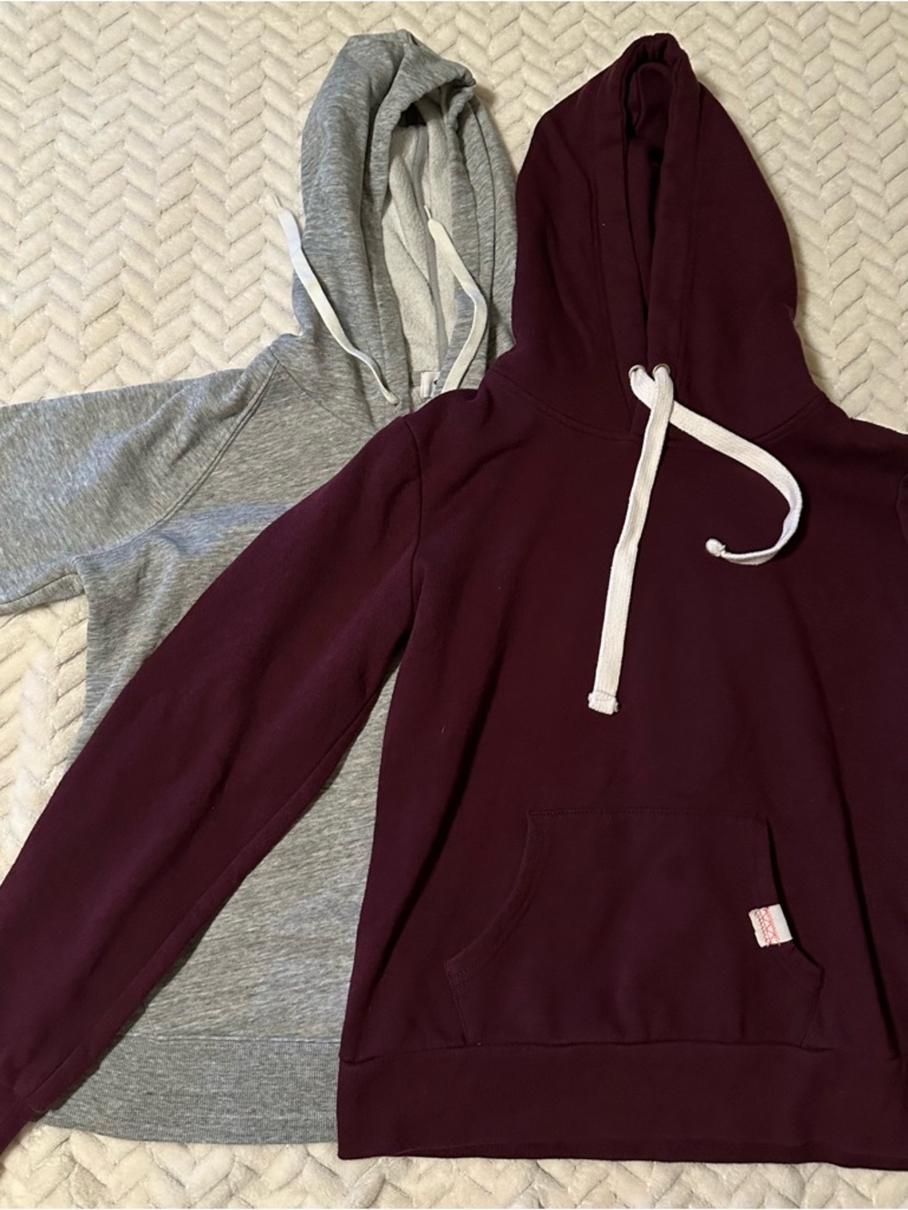 Refuge Women's Burgundy and Old Navy Heather Gray Hooded Sweatshirt Bundle